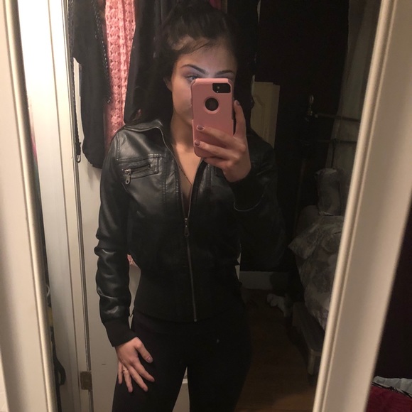 Black faux leather jacket - Picture 1 of 4